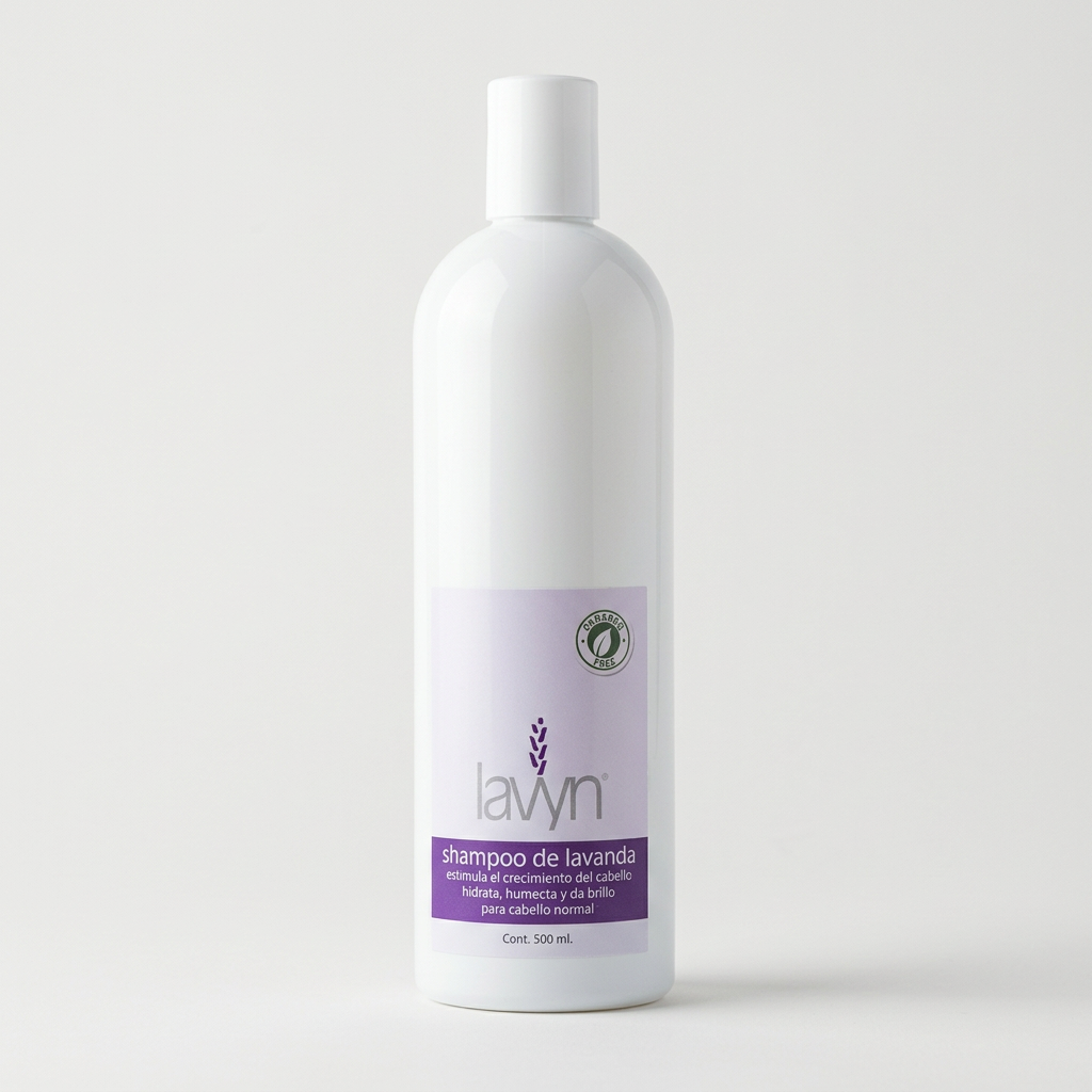 Shampoo de Lavanda Lavyn de 500 ml con fondo claro