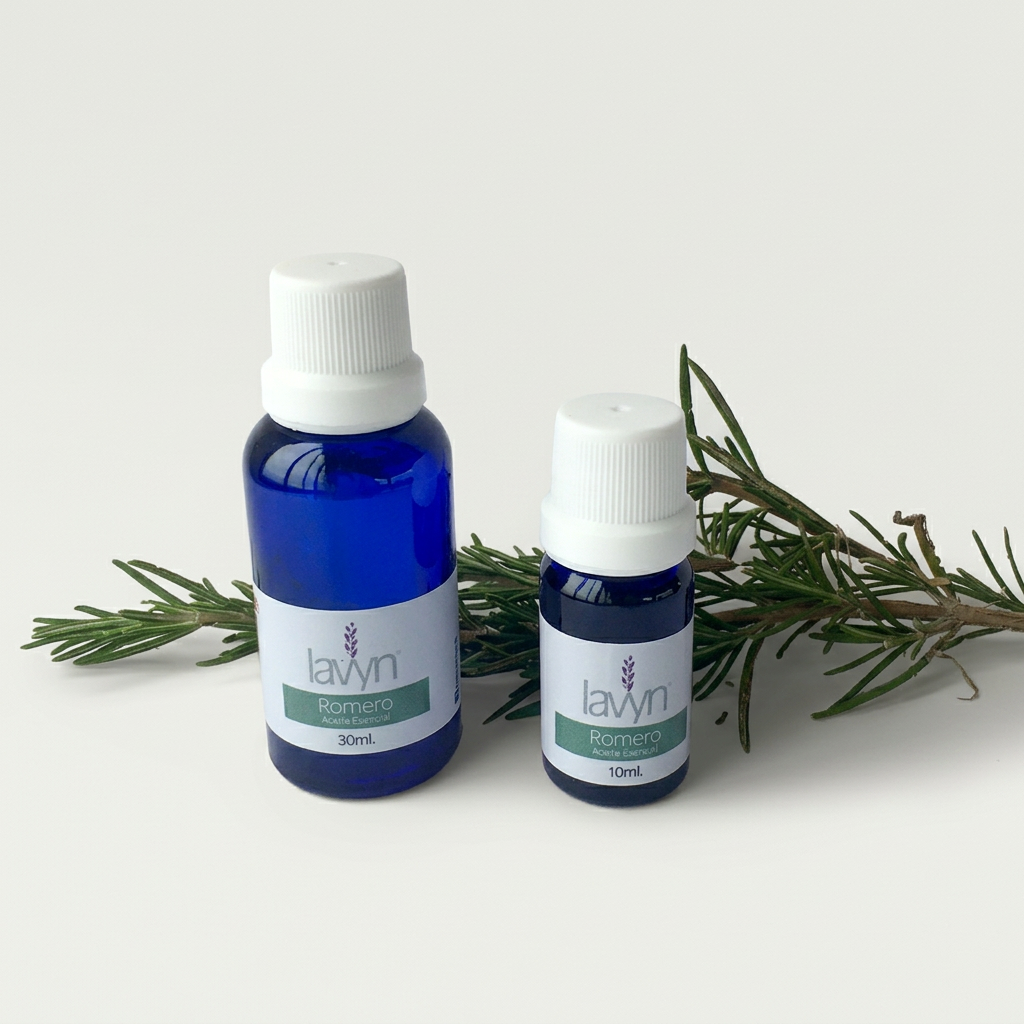 Aceite esencial de romero Lavyn de 10 y 30 ml con encuadre cuadrado