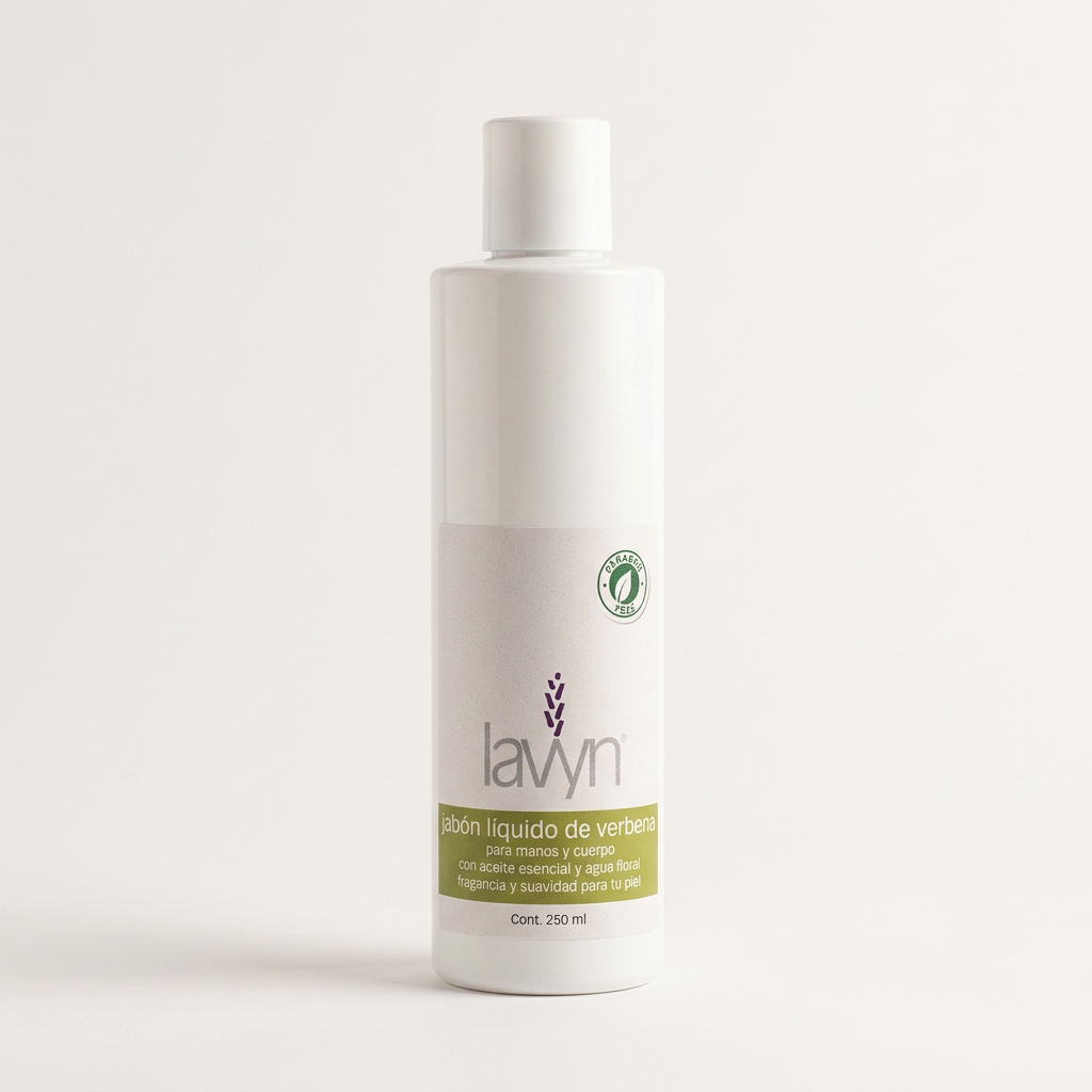 Jabón Líquido de Verbena Lavyn de 250 ml sobre fondo claro