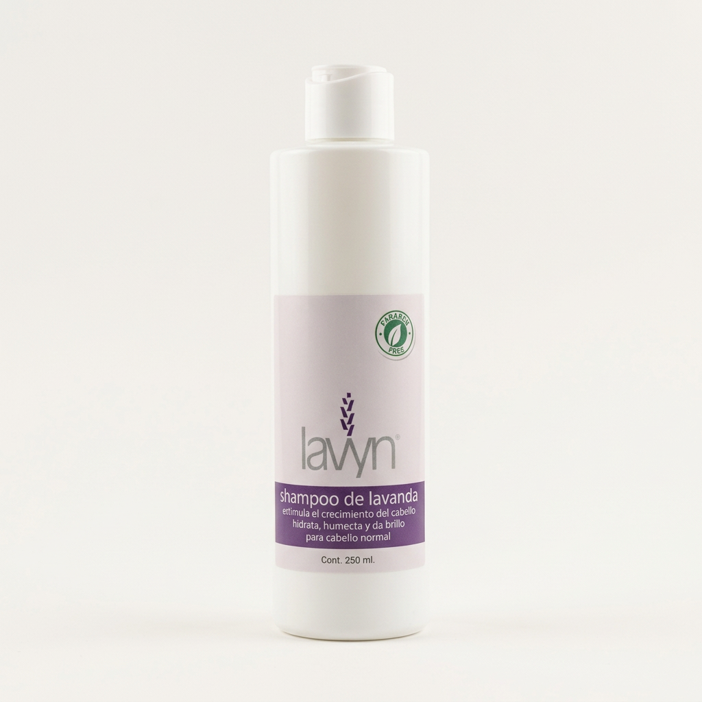 Shampoo de Lavanda Lavyn de 250 ml con fondo claro